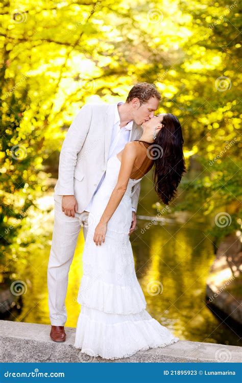 Couple Kissing In Honeymoon Outdoor Park Stock Image Image Of Green Expression 21895923