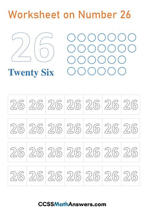Worksheet On Number 26 For Kindergarten Free Printable Number 26