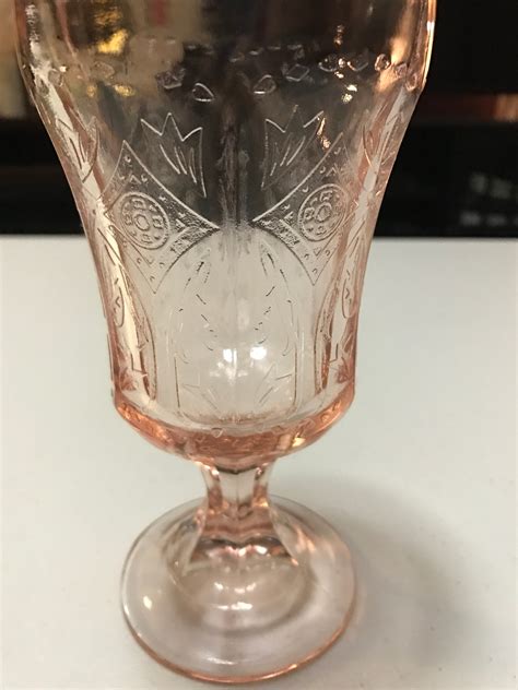 Vintage Pink Carnival Glass Pedestal Drinking Glass 6 5 Etsy