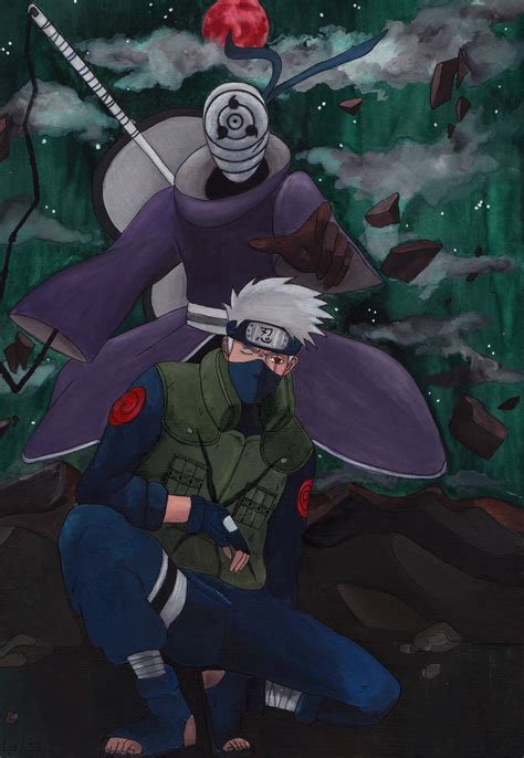 Kakashi Vs Obito Drawing By Lera Park On Deviantart