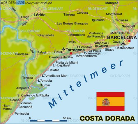 Map Of Costa Dorada Region In Spain Welt Atlasde