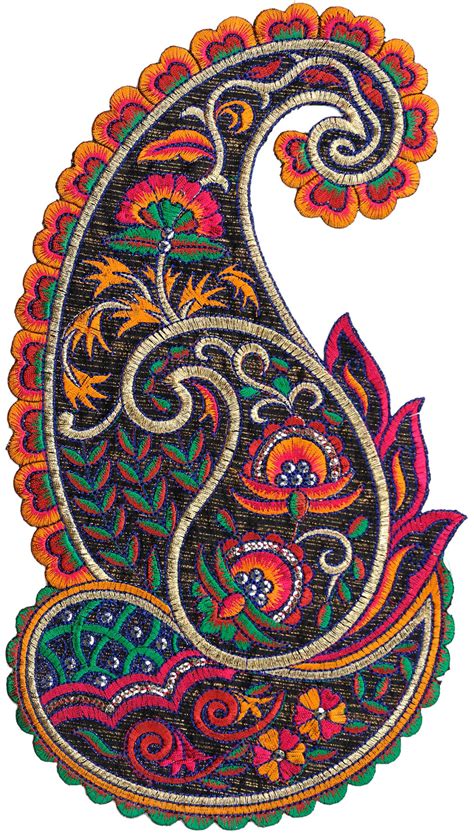 Embroidered Paisley Patch with Thread Work and Sequins