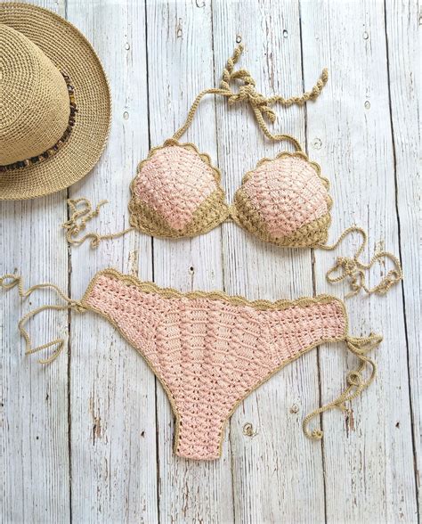 Handmade Crocheted Bikini Soft Cotton Yarn Crochet Bikini Beach
