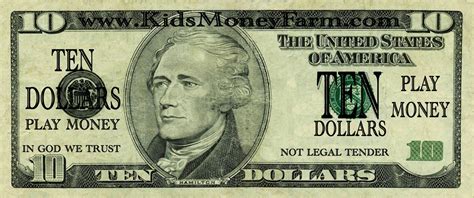 Ten Dollar Bill Printable