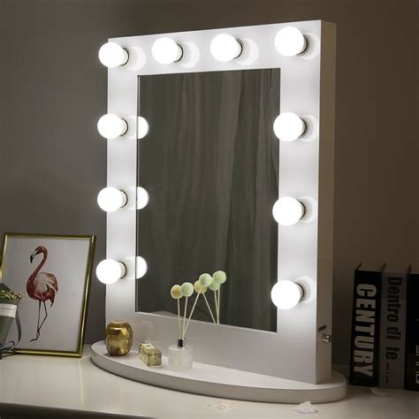 Girls vanity makeup big size floor full length mirror with 20pcs e27 led bulbs lights wall install dressing room. White Hollywood Makeup Vanity Mirror with Light Dimmer ...