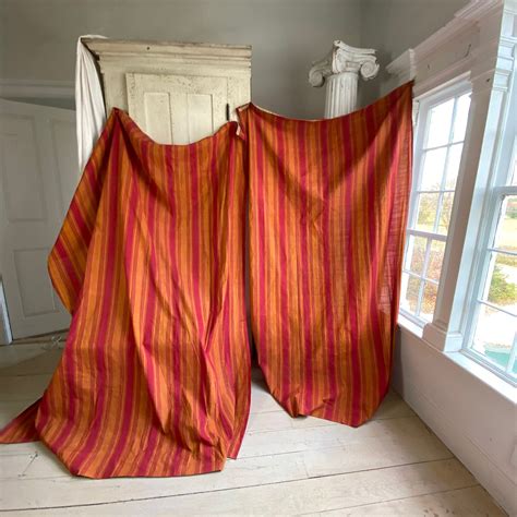 C 1800 Antique French Curtains 18th Century Textiles Orange Etsy