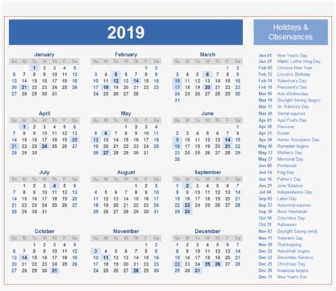 Uae Calendar 2019 With Holidays Free Transparent Png Download Pngkey