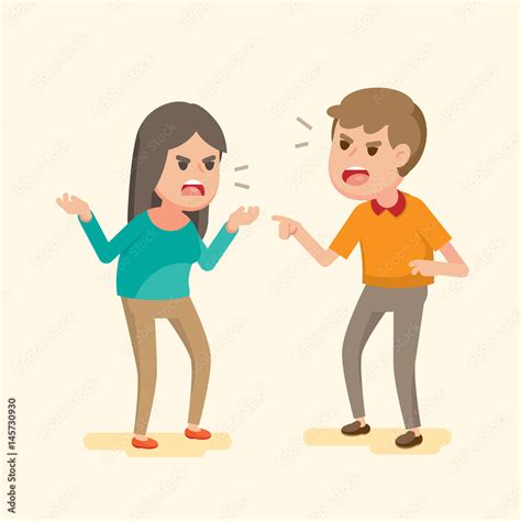 Angry Young Couple Fighting And Shouting At Each Other People Arguing