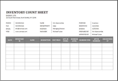 Physical Inventory Count Sheet Template For Excel Word And Excel Templates