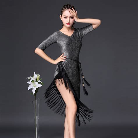 2018 New V Collar Cha Cha Samba Tango Dress Latin Dance Dress For Women