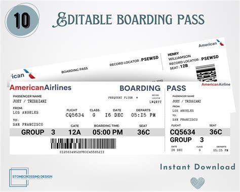 Editable Airline Boarding Pass Ticket Template Surprise Trip Ticket Printable Airline Ticket