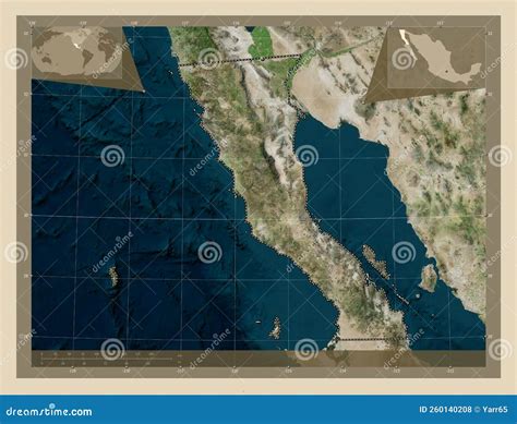 Baja California, Mexico. High-res Satellite. Capital Stock Illustration