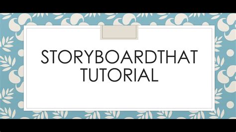 Storyboardthat Tutorial YouTube