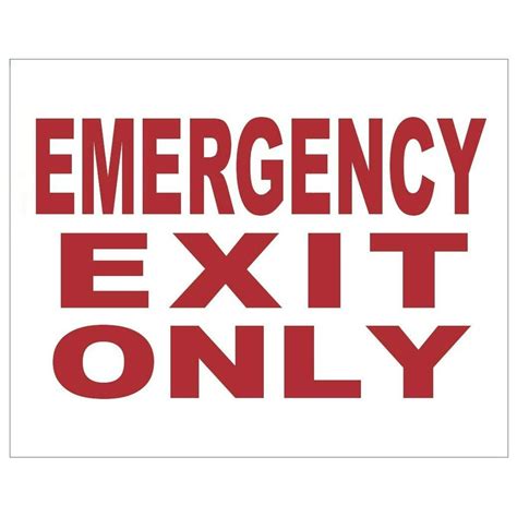 Emergency Exit Only Sign White 4 X 5 With Two Sided Tape Walmart
