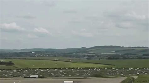 Light Plane Lands At Old Sarum Airfield Salisbury Wiltshire England