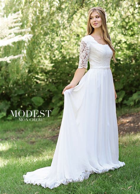 Modest By Mon Cheri Ivory Modest Wedding Gown Call Us Today To