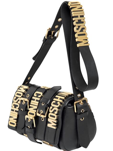 Moschino Logo Lettering Multi Belted Leather Bag In Black Lyst