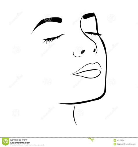 Sketch Female Face Silhouette With Eyes Closed Stock Illustration Illustration Of Eyes Gra