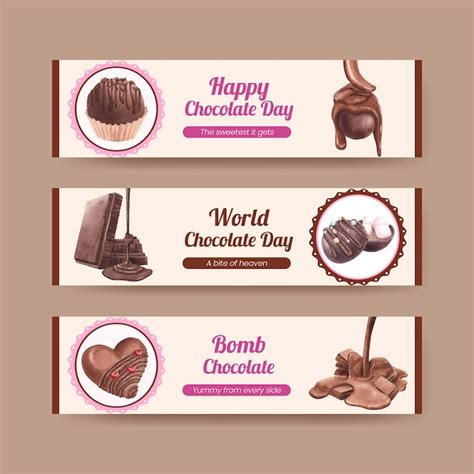 Premium Vector Banner Template With World Chocolate Day Concept
