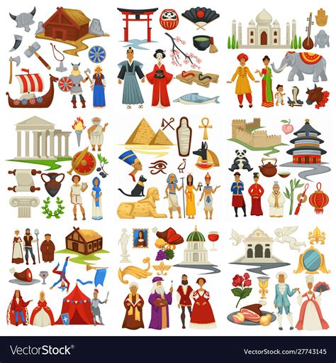 World History And Countries Culture Traveling And Vector Image
