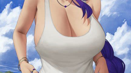 Big Boobs Purple Hair Braids Cleavage Zaphn Anime Girls Anime