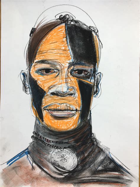 African face painting. Male. Pastel on paper drawing. | Guy drawing, Paper drawing, Face drawing