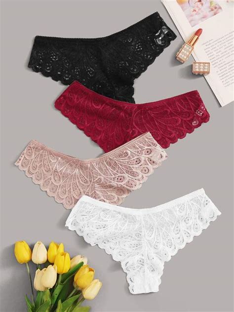 4pack floral lace panty set shein usa