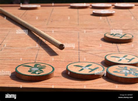 Chess Pieces On A Giant Chinese Chess Board Stock Photo Alamy