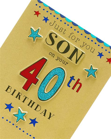 Son 40th Birthday Card Son Birthday Card Adult 40th Birthday Card