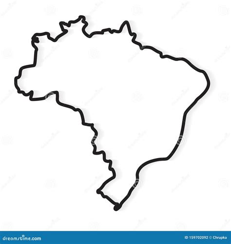 Mapa Del Brasil Del Ejemplo Negro Del Vector De Curvas Del Contorno