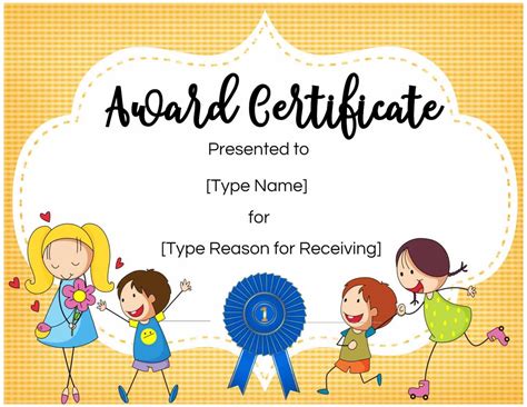 Certificates For Kids Throughout Childrens Certificate Template Best