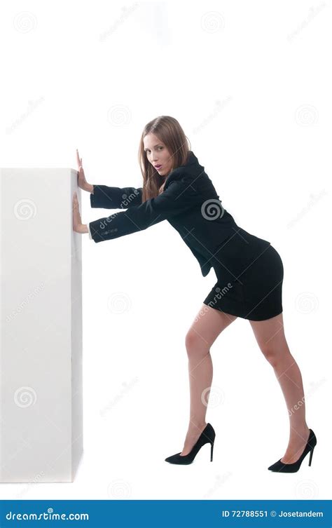 Businesswoman Or Secretary Pushing Something Stock Image Image Of