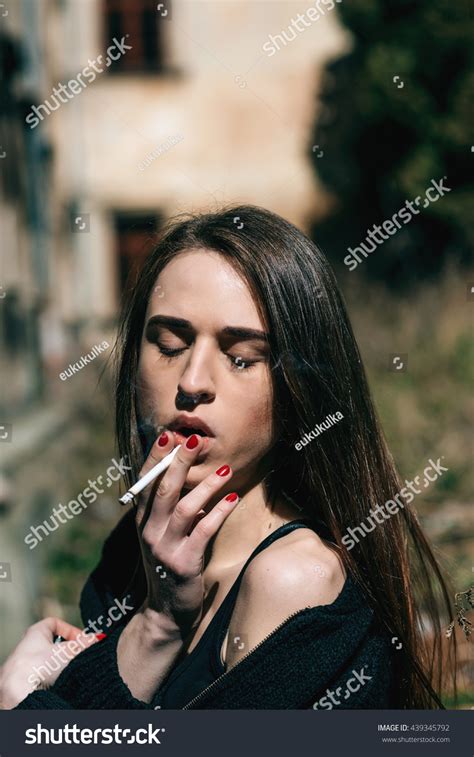 Sexy Woman Girl Smoking Cigarette Stock Photo 439345792 Shutterstock