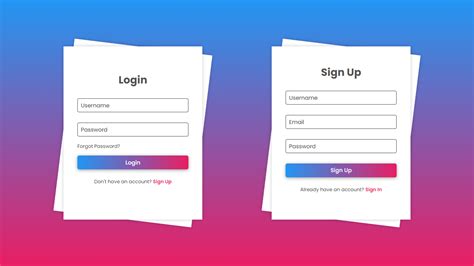 Animated Login And Signup Form Using Html Css And Javascript Codehals