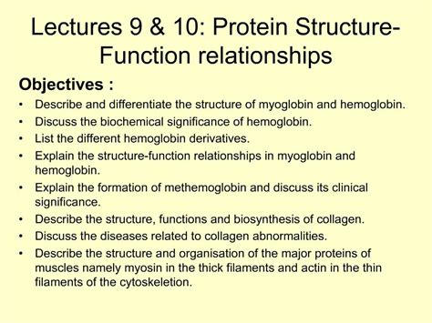 Ppt Lectures Protein Structure Function Relationships