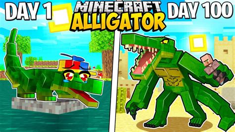 I Survived 100 Days As An Alligator In Minecraft Youtube
