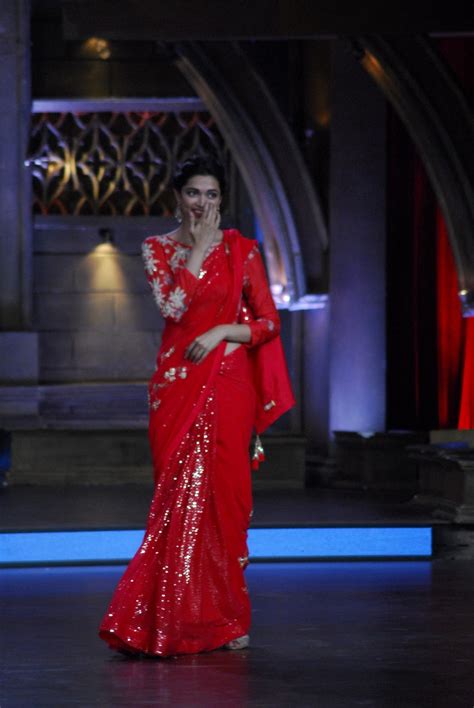 Bollywood Actress Deepika Padukone Photos In Designer Red Saree