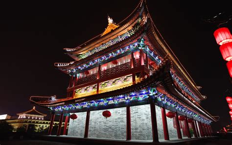 Wallpaper Beijing China Chinese Architecture Lights Night