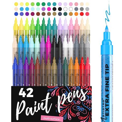 Artistro Pens 42 Acrylic Paint Markers Extra Fine Tip Paint Pens