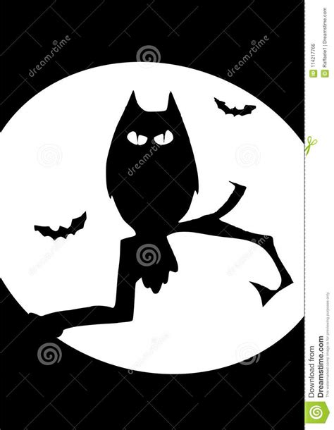 Halloween Owl Outline Black Silhouette Stock Vector Illustration Of