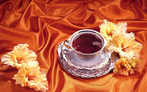 Wallpaper Painting Food Flowers Drink Tea Fabric Silk Flower