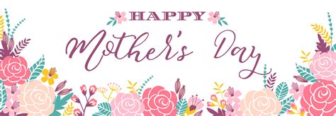Happy Mothers Day Lettering Greeting Banner With Flowers 300693 Vector