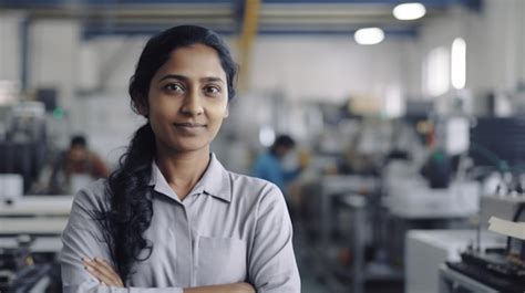 Premium Photo A Smiling Indian Female Electronic Factory Worker