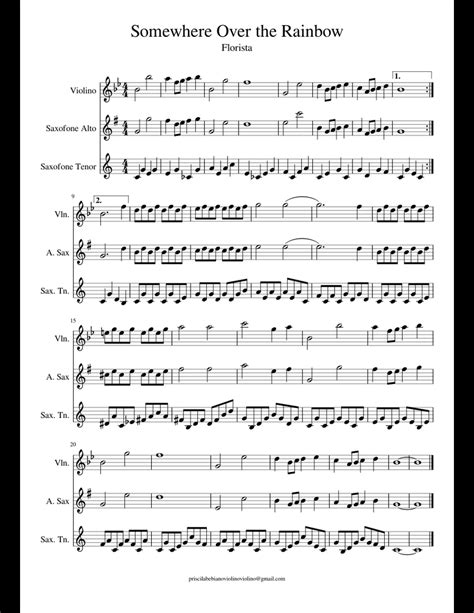 Sheet music for over the rainbow (somewhere over the rainbow) from the wizard of oz by harold arlen, arranged for flute solo. Somewhere Over the Rainbow sheet music for Violin, Alto ...
