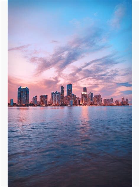 Beautiful Miami Ocean Sunset City Skyline Poster By Newburyboutique