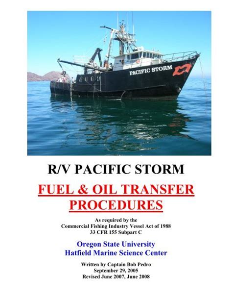 Fuel And Oil Transfer Procedures Marine Mammal Institute