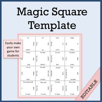 It costs 200 gil to play any of the three courses. Magic Square Template by SpanishPlans | Teachers Pay Teachers