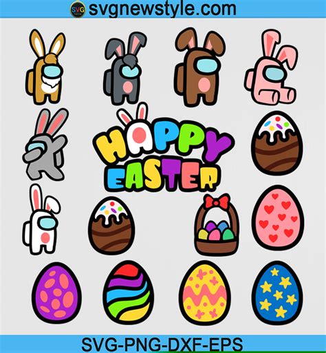 Among Us Happy Easter SVG, Among Us Bunny SVG, Cute Among Us Svg, Among