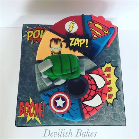 Superhero Number 6 Cake Comic Book Style 6th Birthday Cakes Avengers