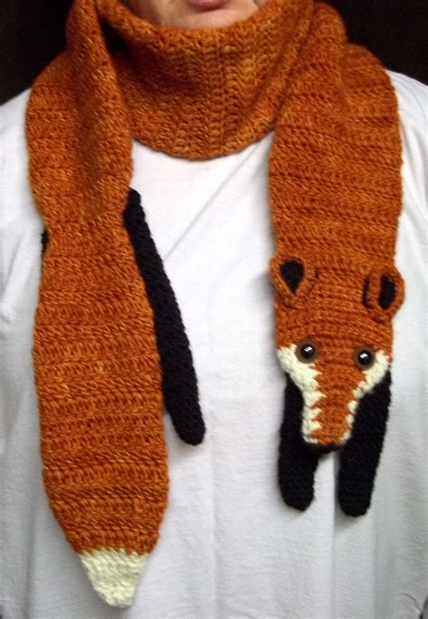 Crocheted Fox Scarf Crochet Fox Fox Scarf Knit Crochet